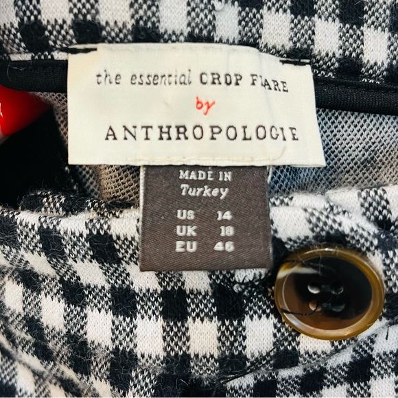 Anthropologie black white flare gingham the essential cropped flare pant… - Picture 3 of 7
